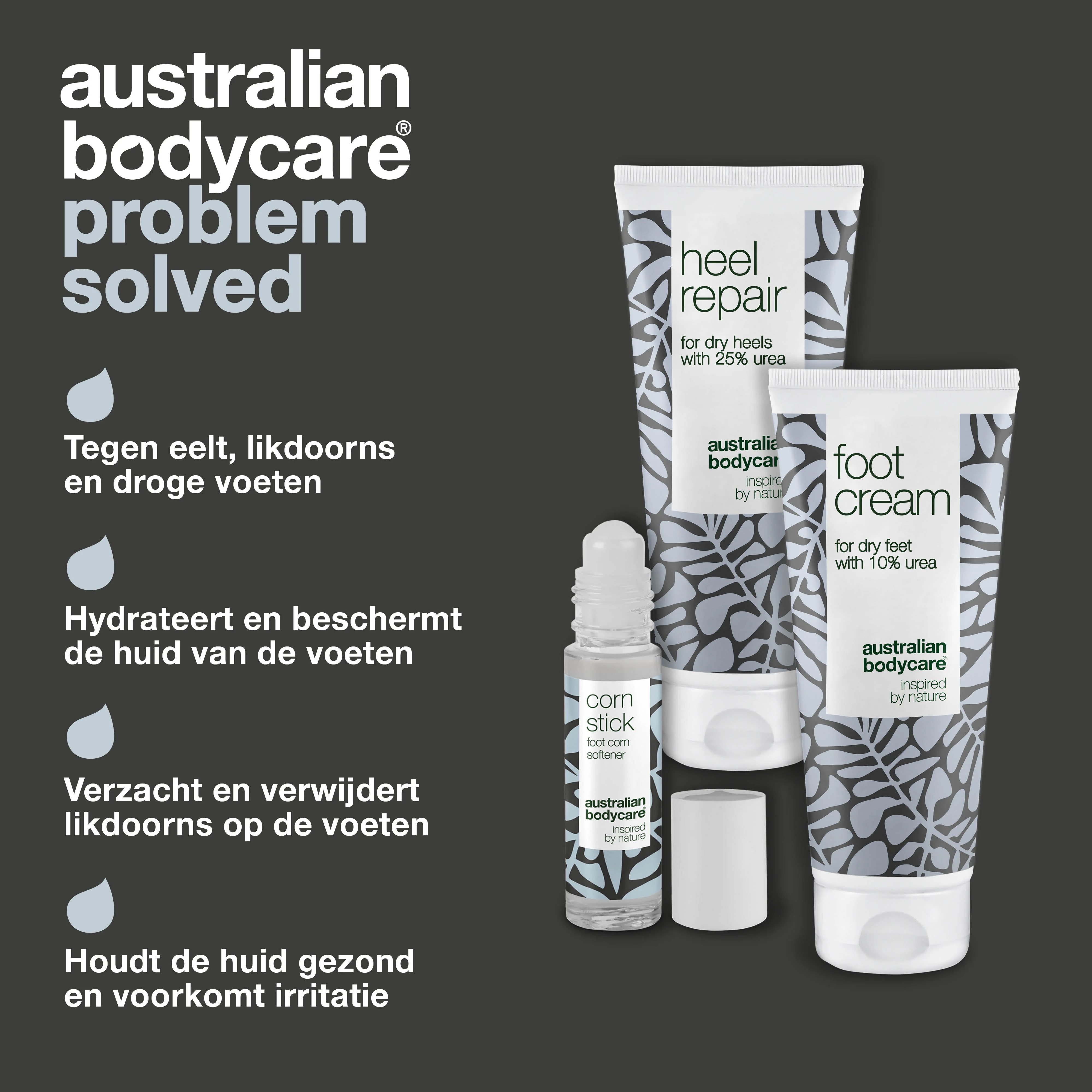 Pakket met 3 producten voor de verzorging van likdoorns en eelt — Voetcrème, hielcrème en maïsolie voor drige voieten - Image 3