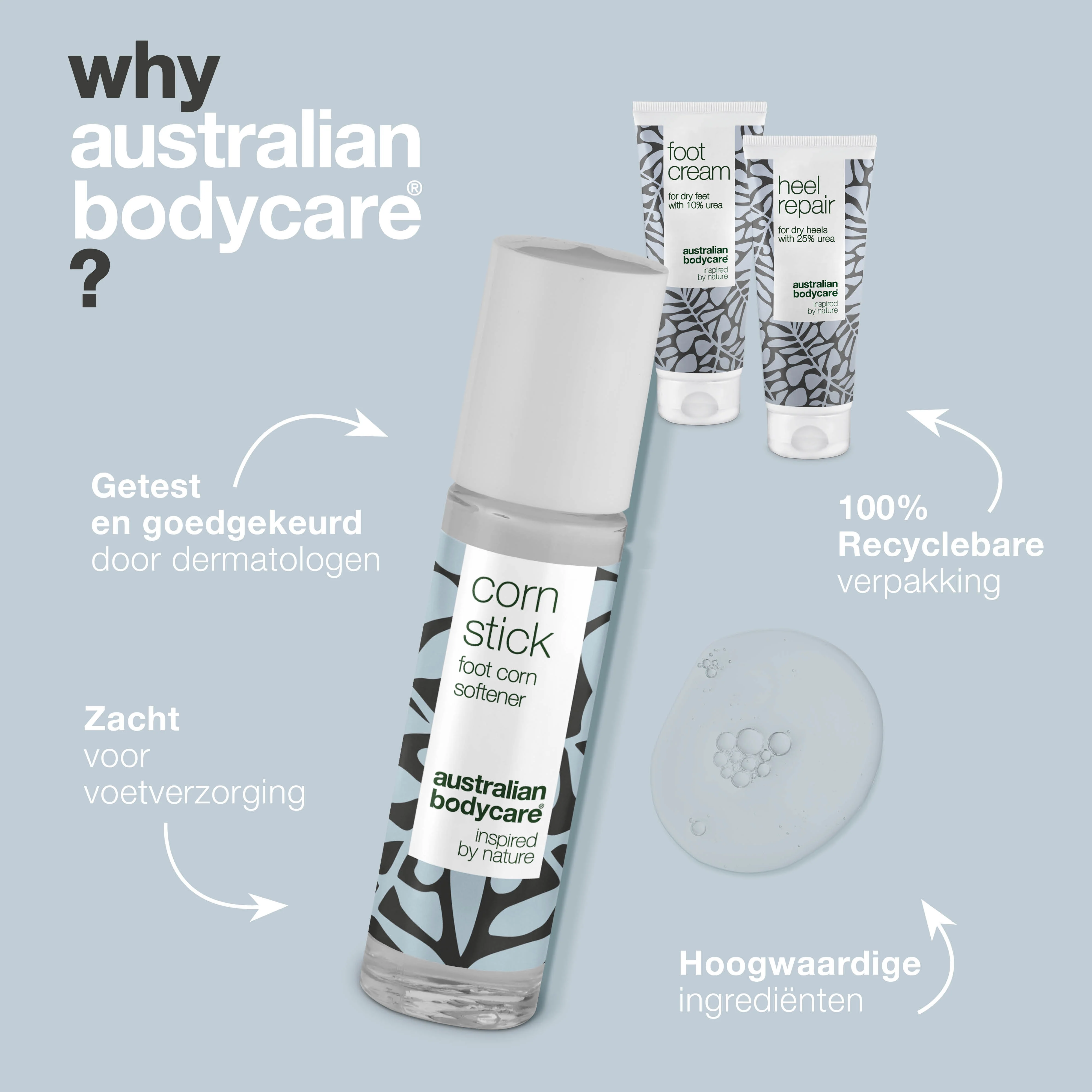 Pakket met 3 producten voor de verzorging van likdoorns en eelt — Voetcrème, hielcrème en maïsolie voor drige voieten - Image 4