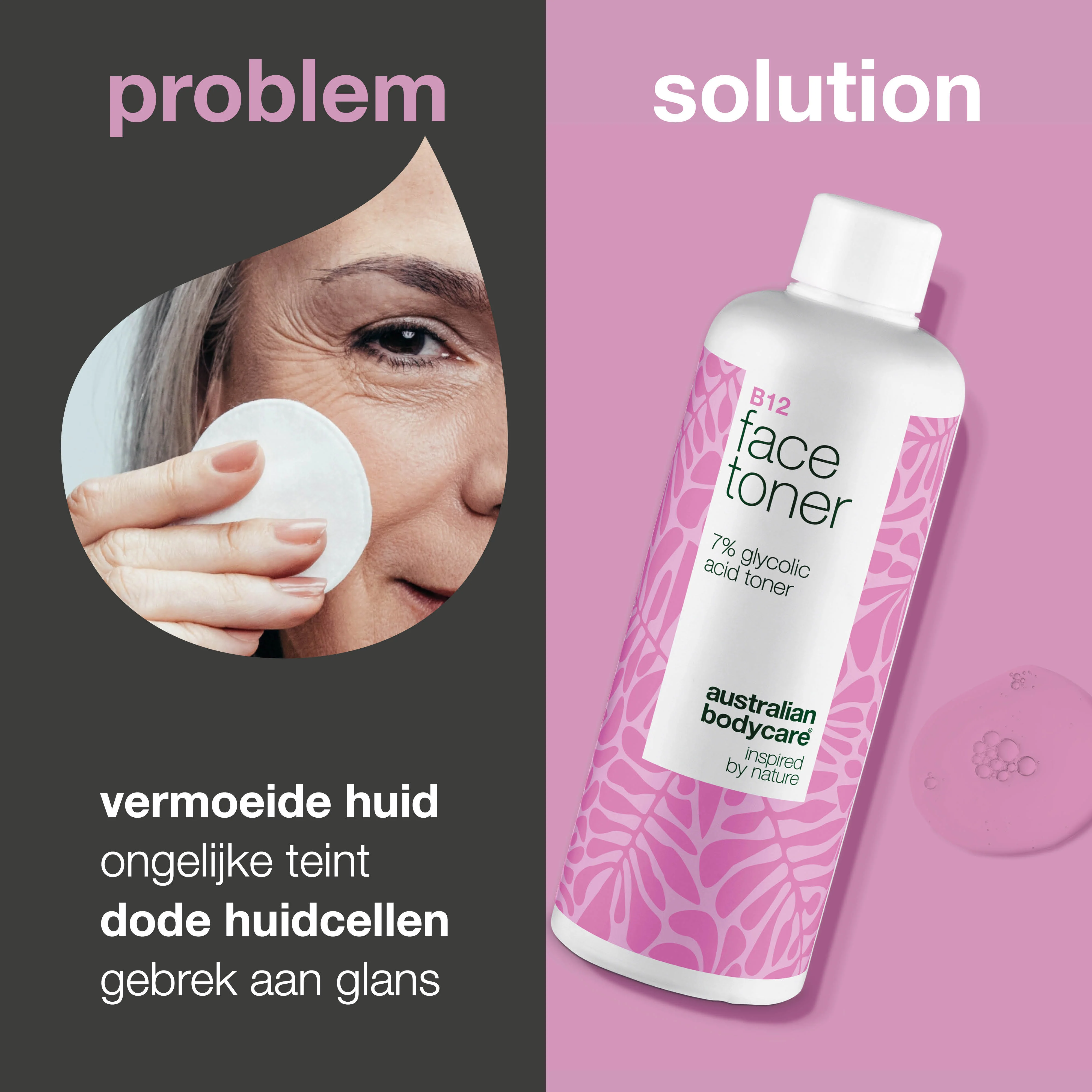 Gezichtstoner met B12 en 7% Glycolic Acid voor gladde huid — Exfoliërende toner met B12 en 7% Glycolic Acid. Geeft een gladde, frisse teint en stimuleert de natuurlijke glans van de huid. - Image 2