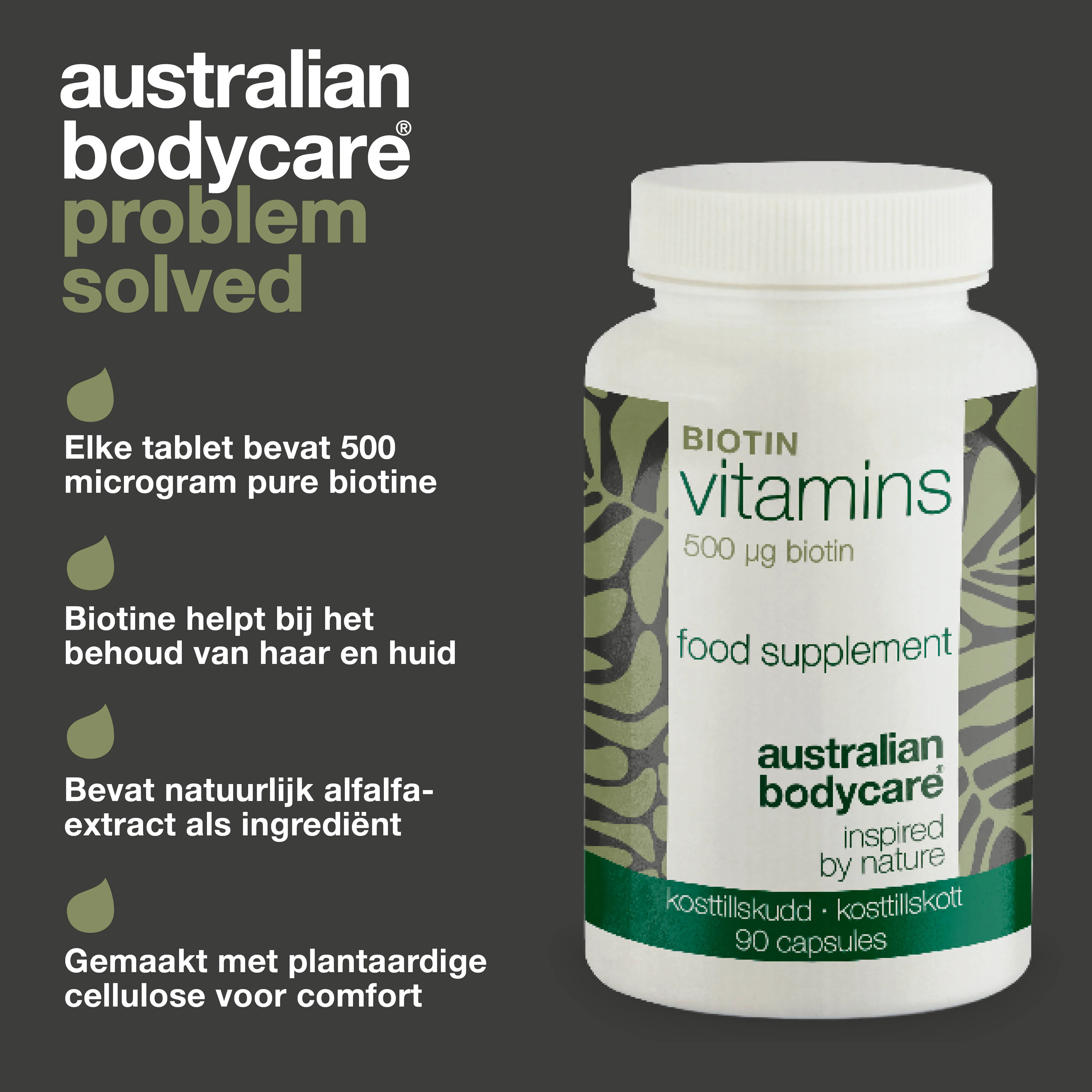 Biotine 500 µg – Dagelijks supplement met vitamine B7 – 90 stk. — Biotine 500 µg met vitamine B7 – voor dagelijks gebruik ter ondersteuning van huid, haar en slijmvliezen. Met biotine, alfalfa en cellulose. - Image 3