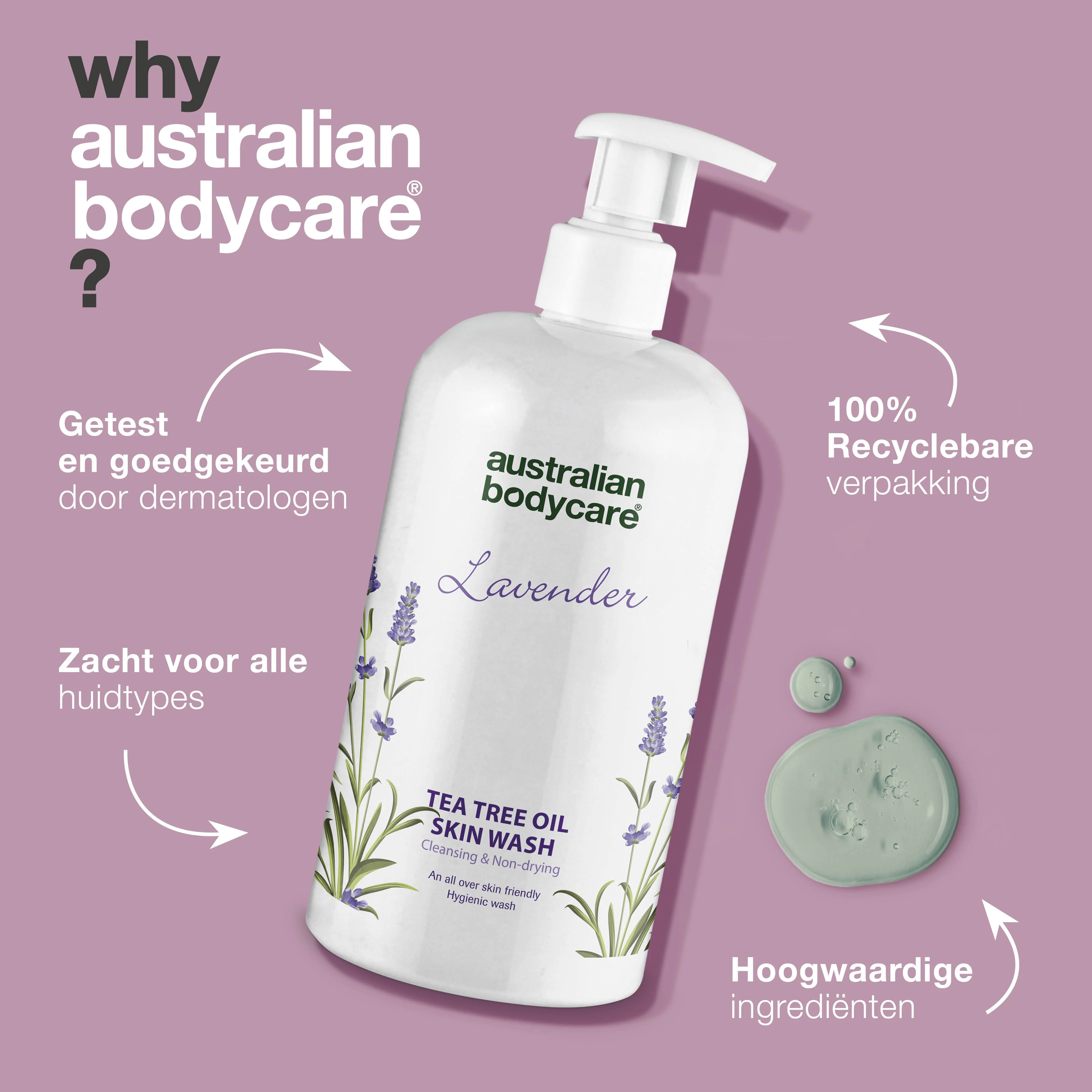 Professionele Lavender Skin Wash — Professioneel Showergel met Tea tree Olie en Lavendel voor de dagelijkse reiniging van je lichaam - Image 4