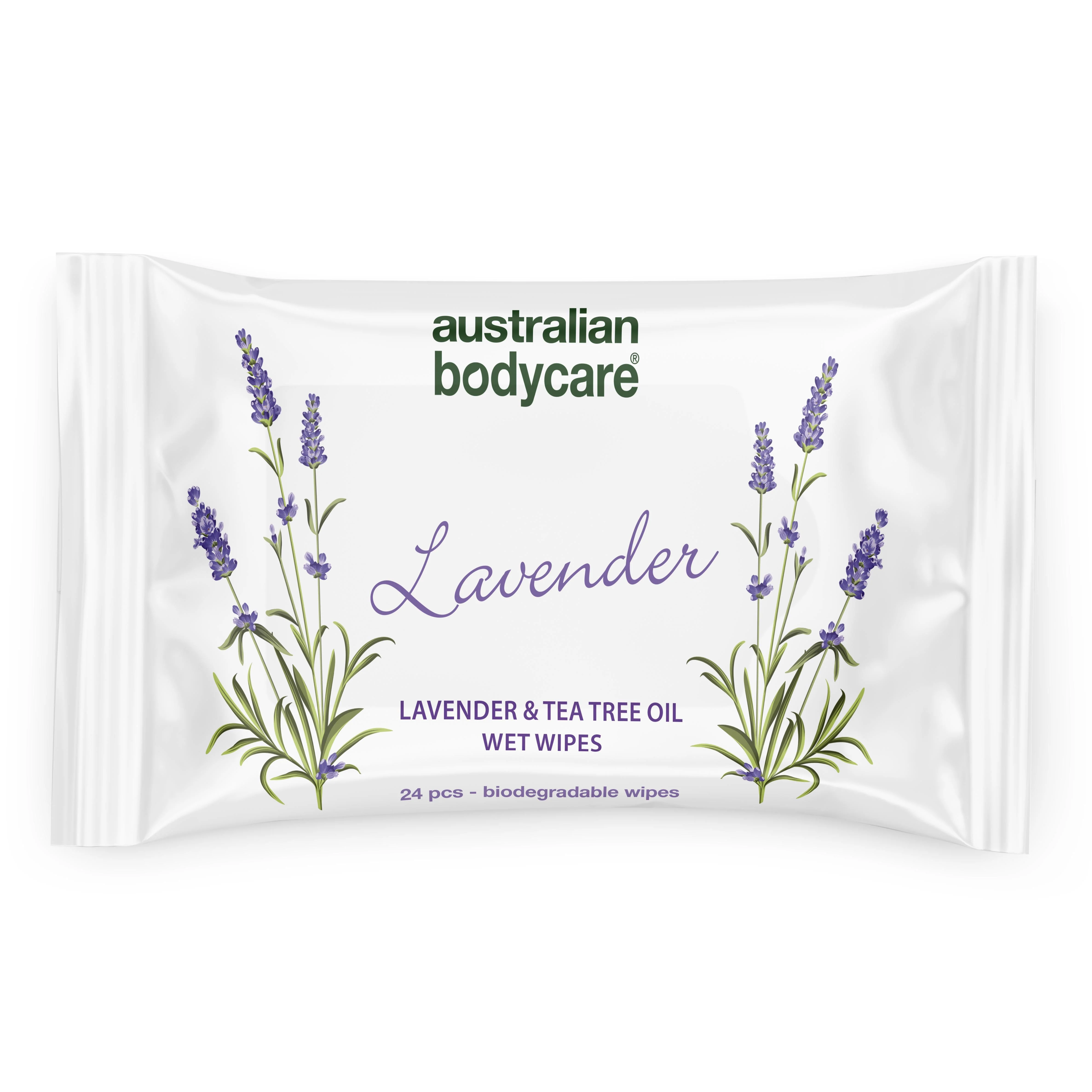 Vochtige doekjes met Lavendel & Tea Tree Olie 24 stuks — Voor het reinigen en hydrateren van gezicht en lichaam