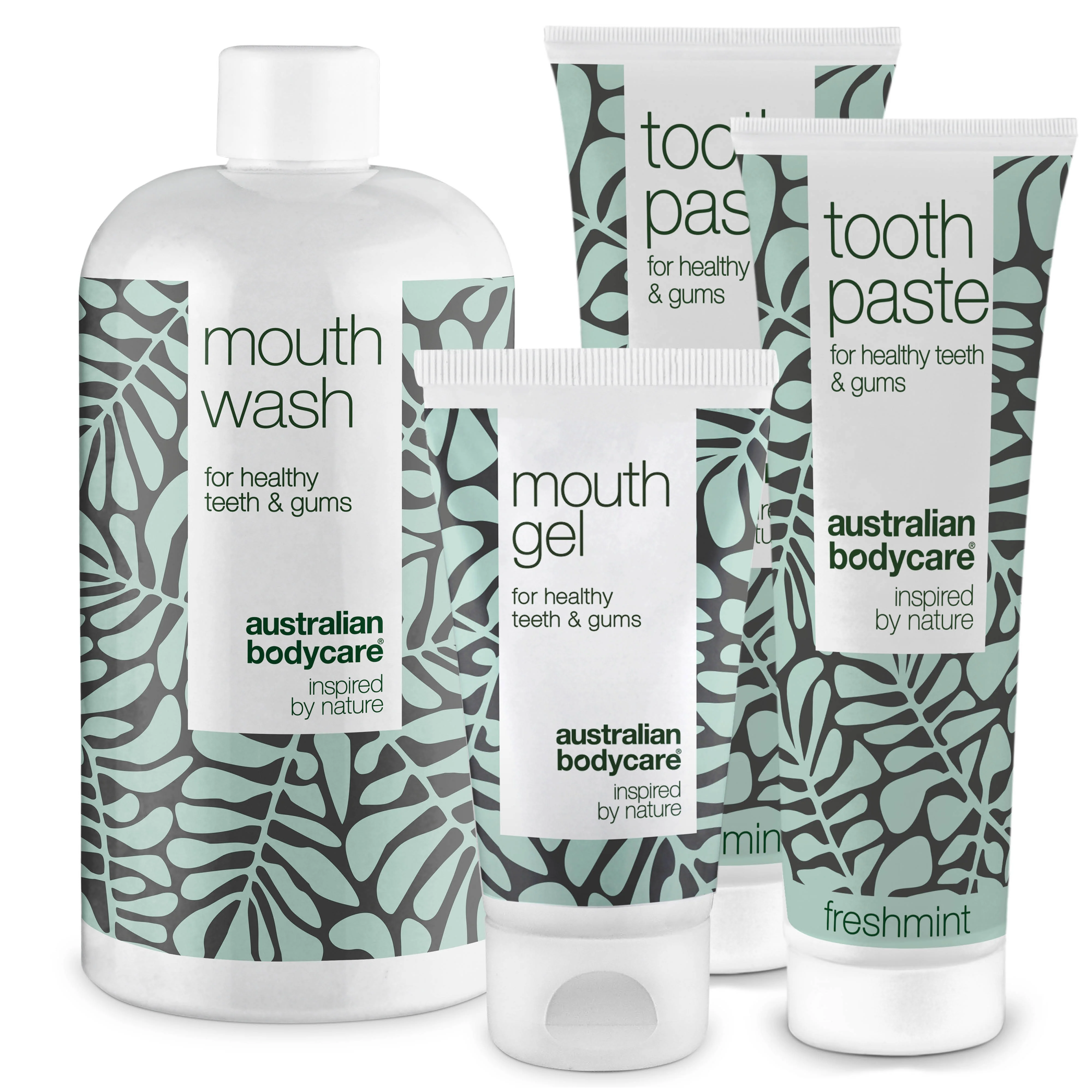 Mondverzorgingspakket met 4 producten met Tea Tree Oil — Voor dagelijkse verzorging bij mondschimmel, parodontitis en ontstoken tandvlees