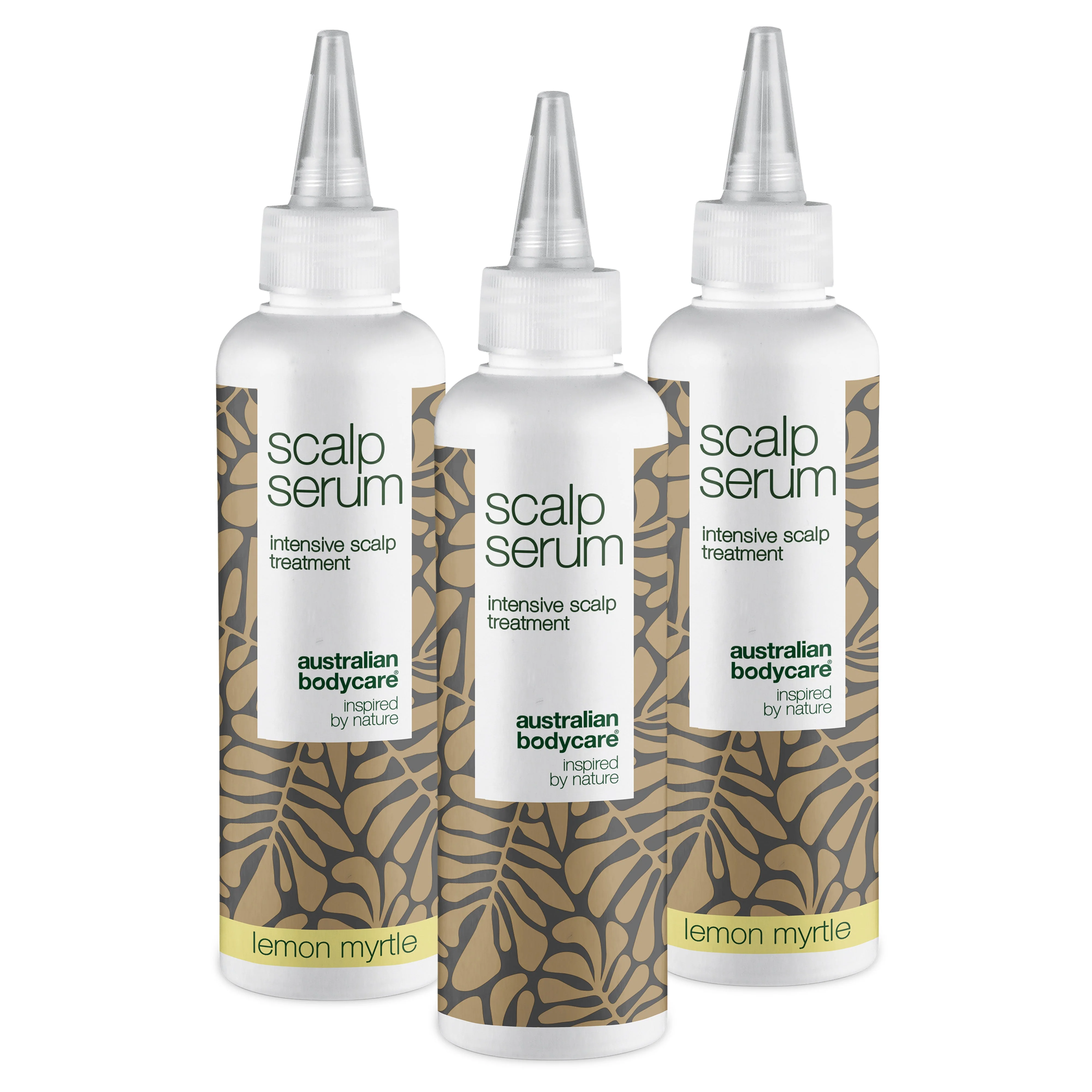 3 voor 2 Scalp Serum hoofdhuidbehandeling 150 ml — Speciale aanbieding met 3 hoofdhuidbehandelingen (150 ml): Tea Tree Olie & Lemon Myrtle