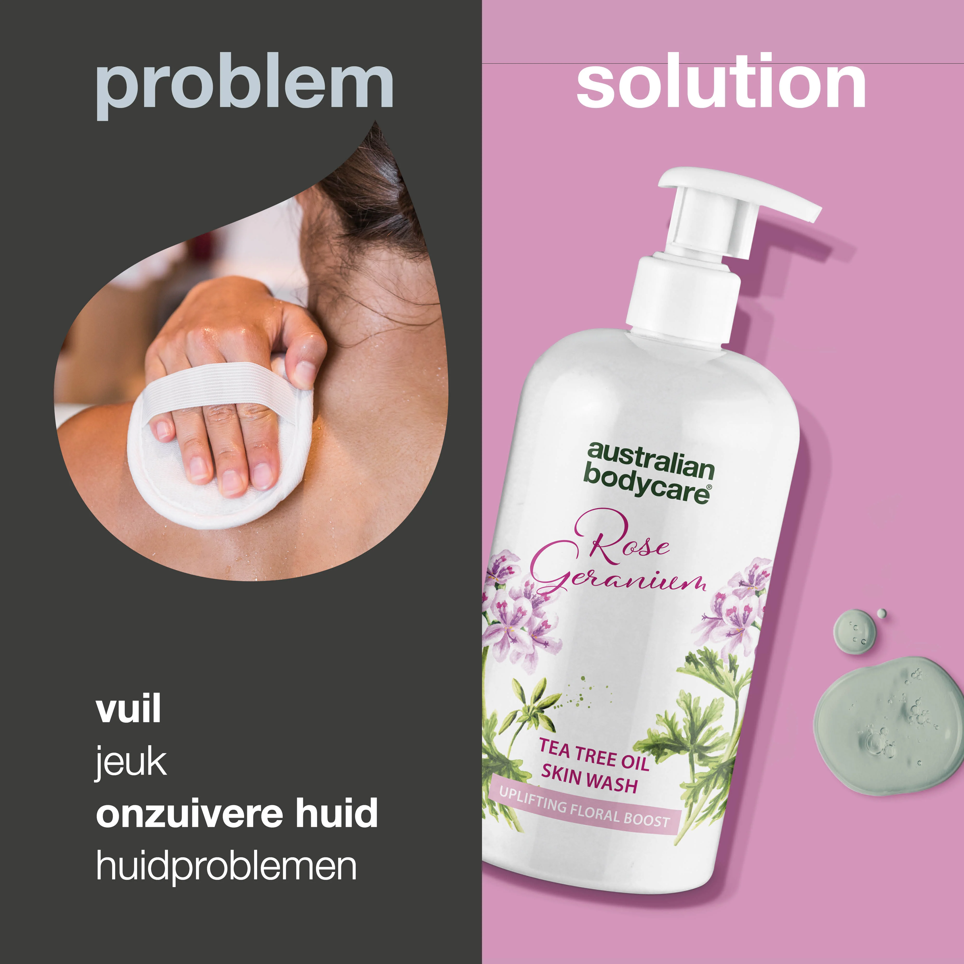 Professionele Rose Geranium Skin Wash — Professioneel showergel met Tea tree Olie & Rose Geranium - Image 2
