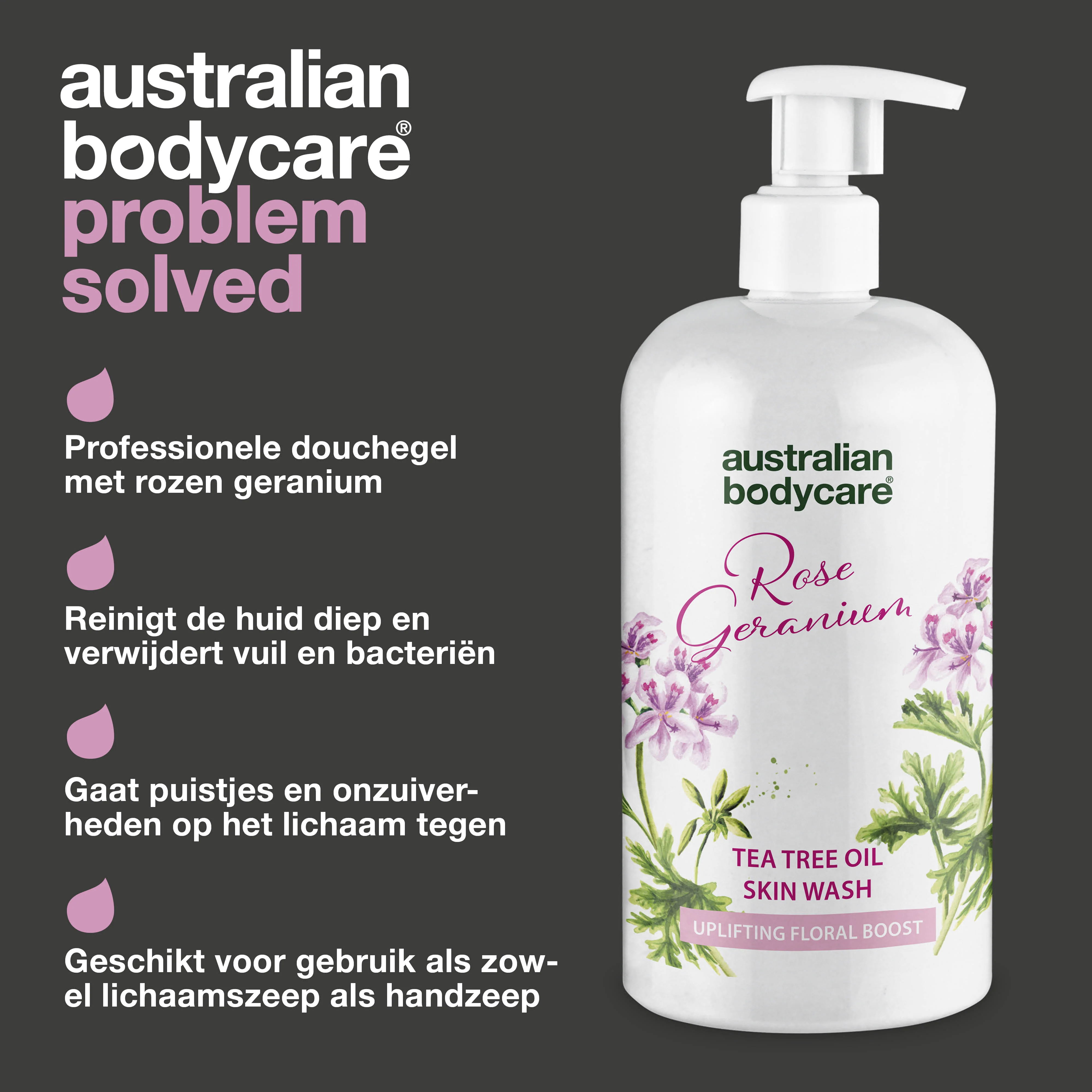 Professionele Rose Geranium Skin Wash — Professioneel showergel met Tea tree Olie & Rose Geranium - Image 3