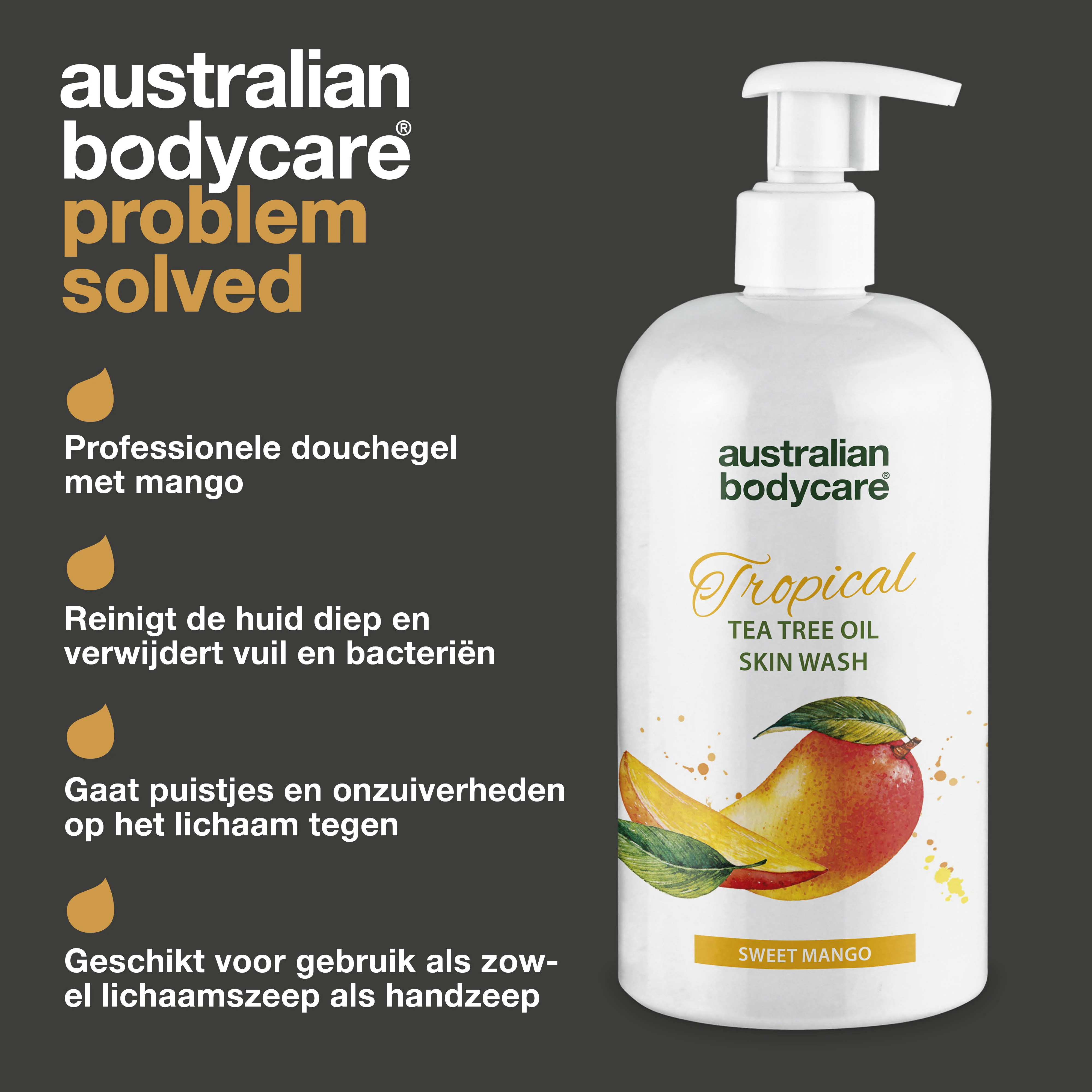 Tropical Skin Wash met mango — Body Wash met Tea Tree Olie en mango voor een schone en probleemloze huid - Image 3