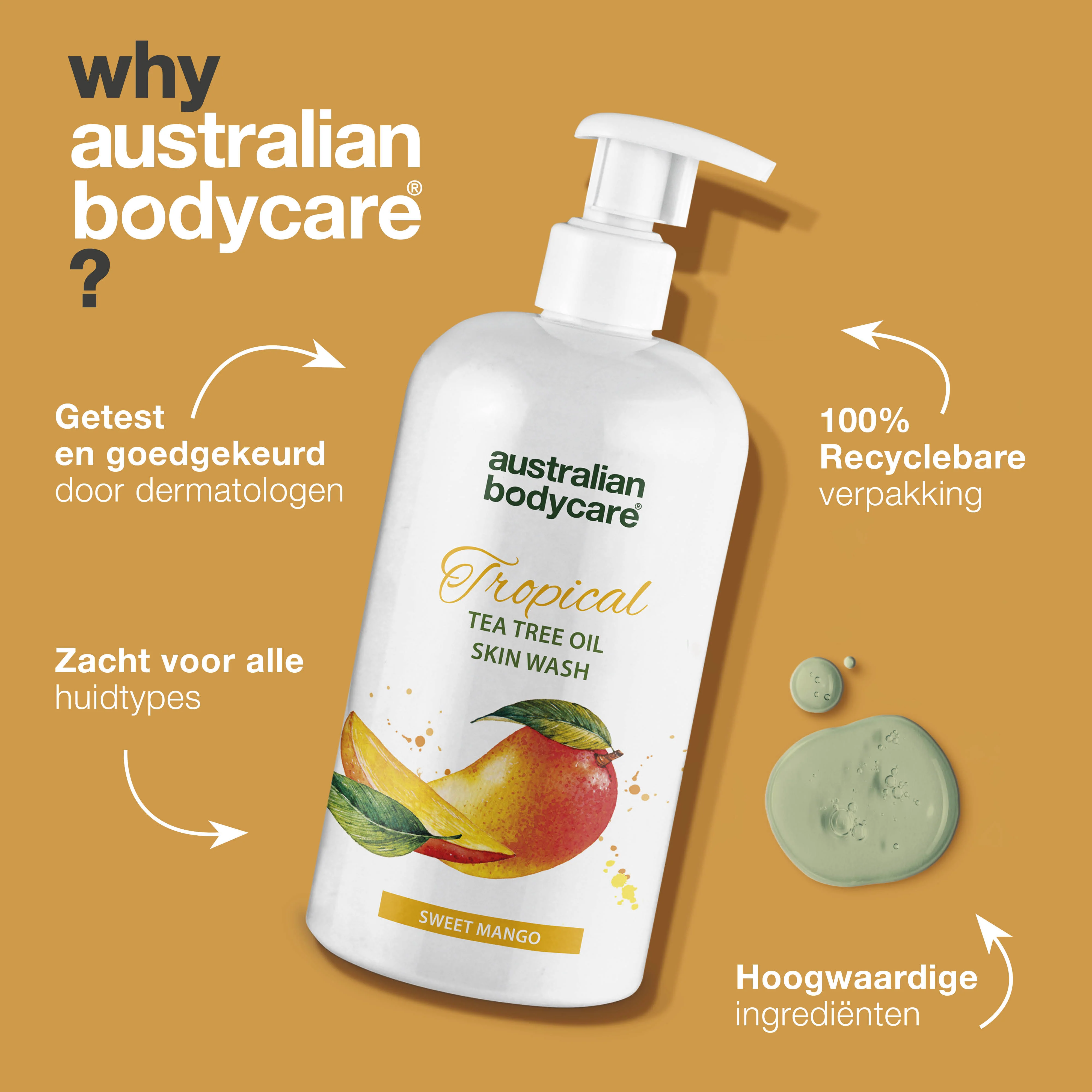 Tropical Skin Wash met mango — Body Wash met Tea Tree Olie en mango voor een schone en probleemloze huid - Image 4