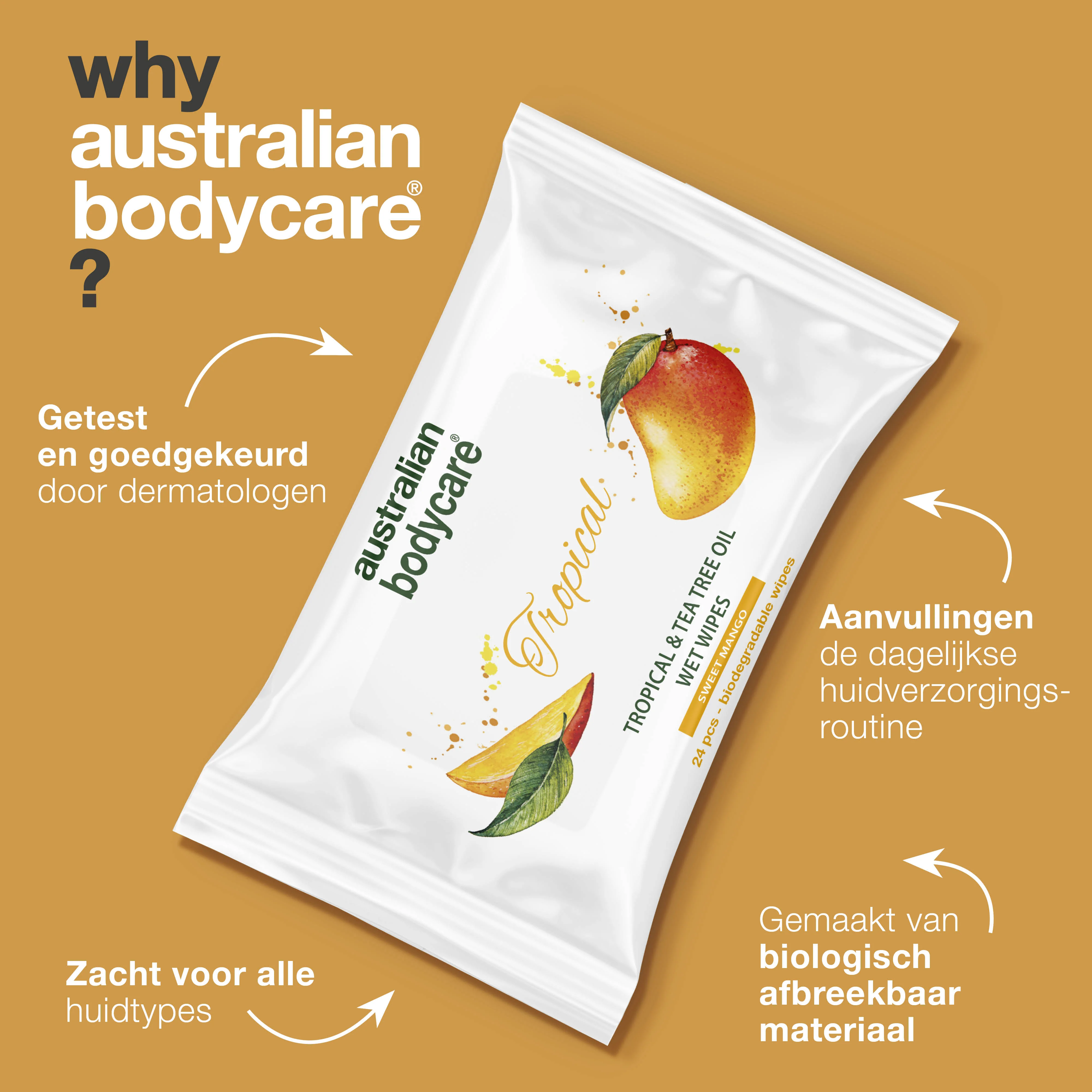 Vochtige doekjes met Mango & Tea Tree Olie 24 stuks — Voor dagelijkse reiniging van lichaam en gezicht - Image 4