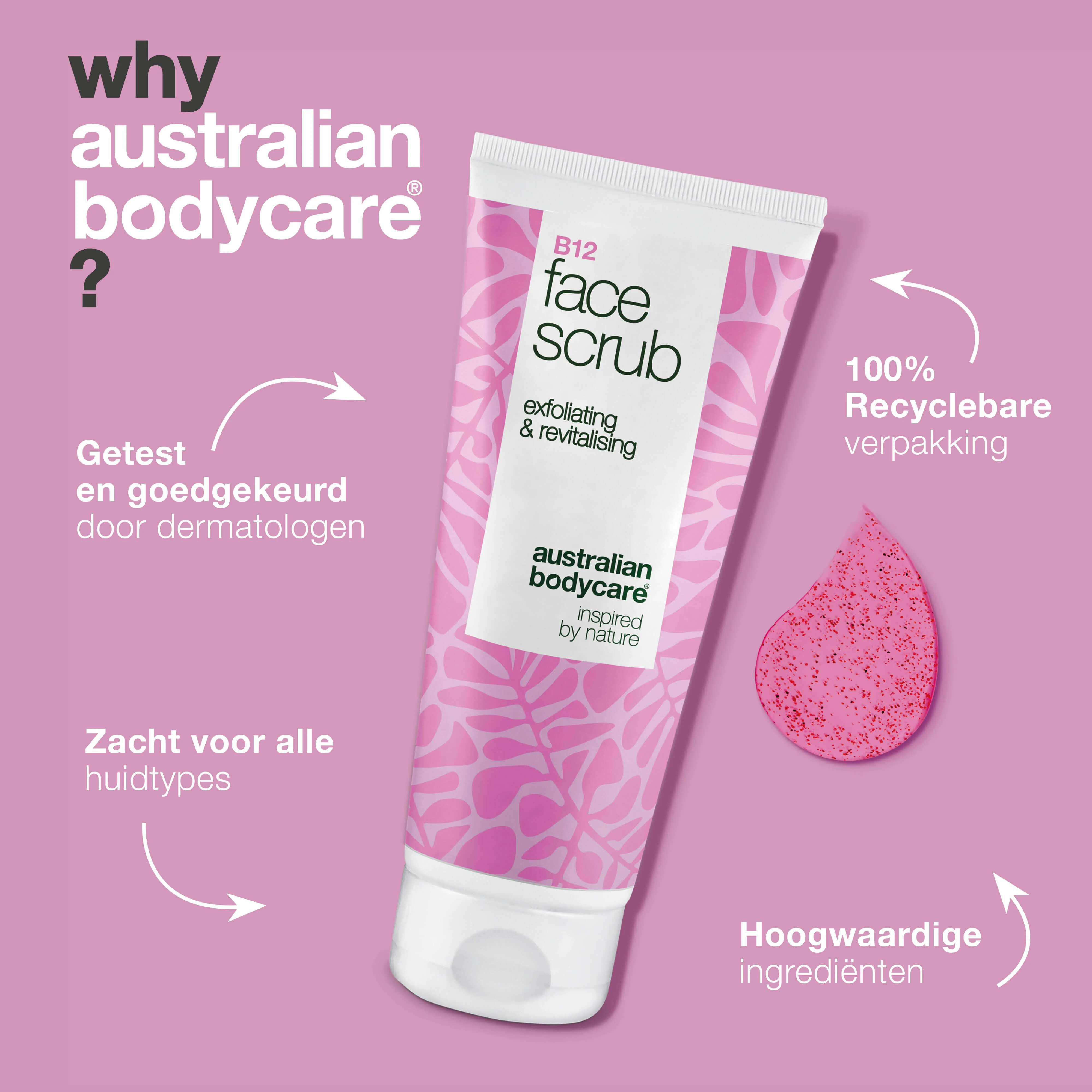 Gezichtsscrub voor doffe huid – met B12 en fruitzuren — Gezichtsscrub voor doffe huid. Met vitamine B12, glycolzuur en abrikozenpitten voor een gladdere, stralende huid. - Image 4